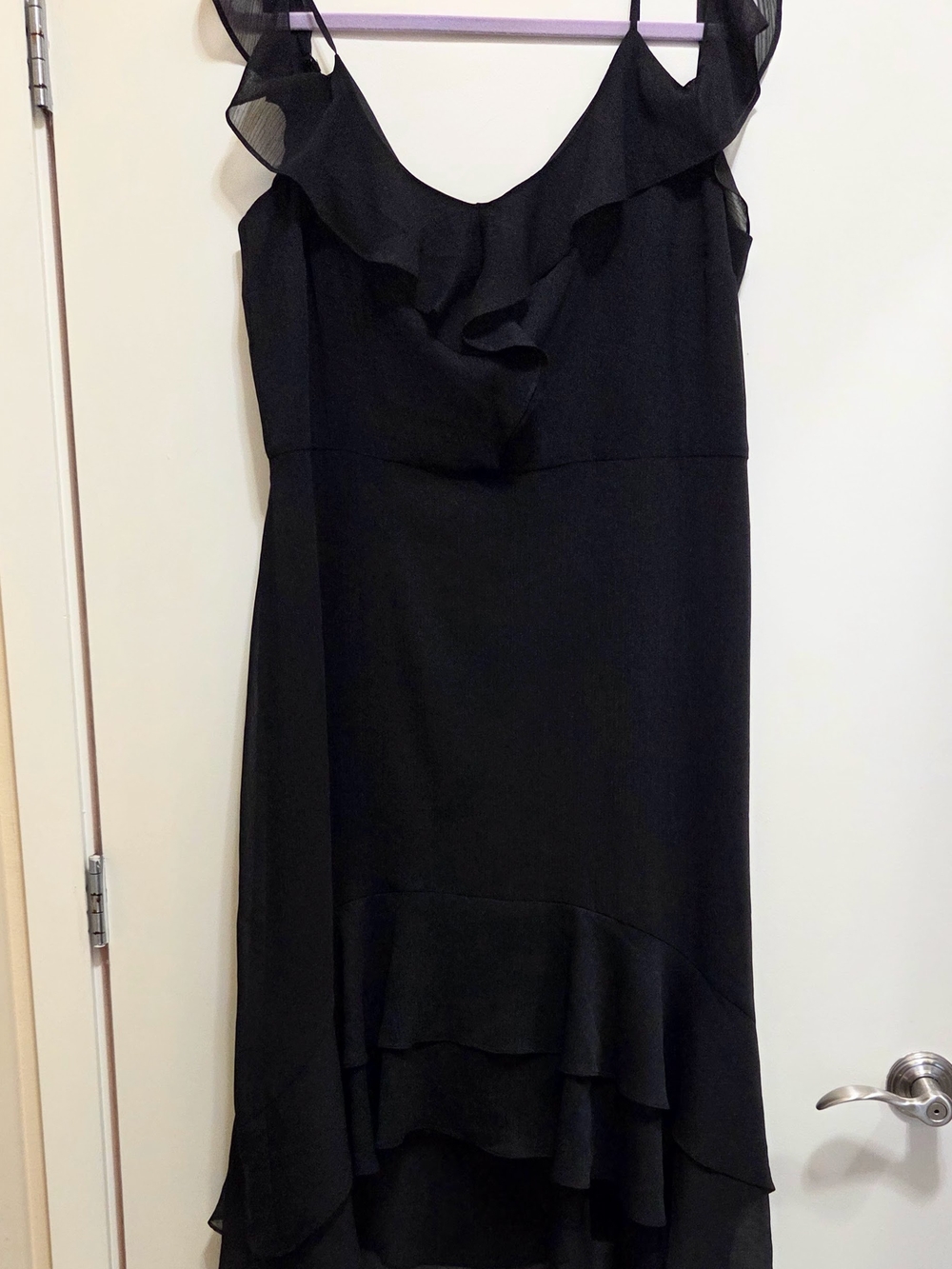 INC International Concepts Black Ruffle Midi Slip Dress Sz18